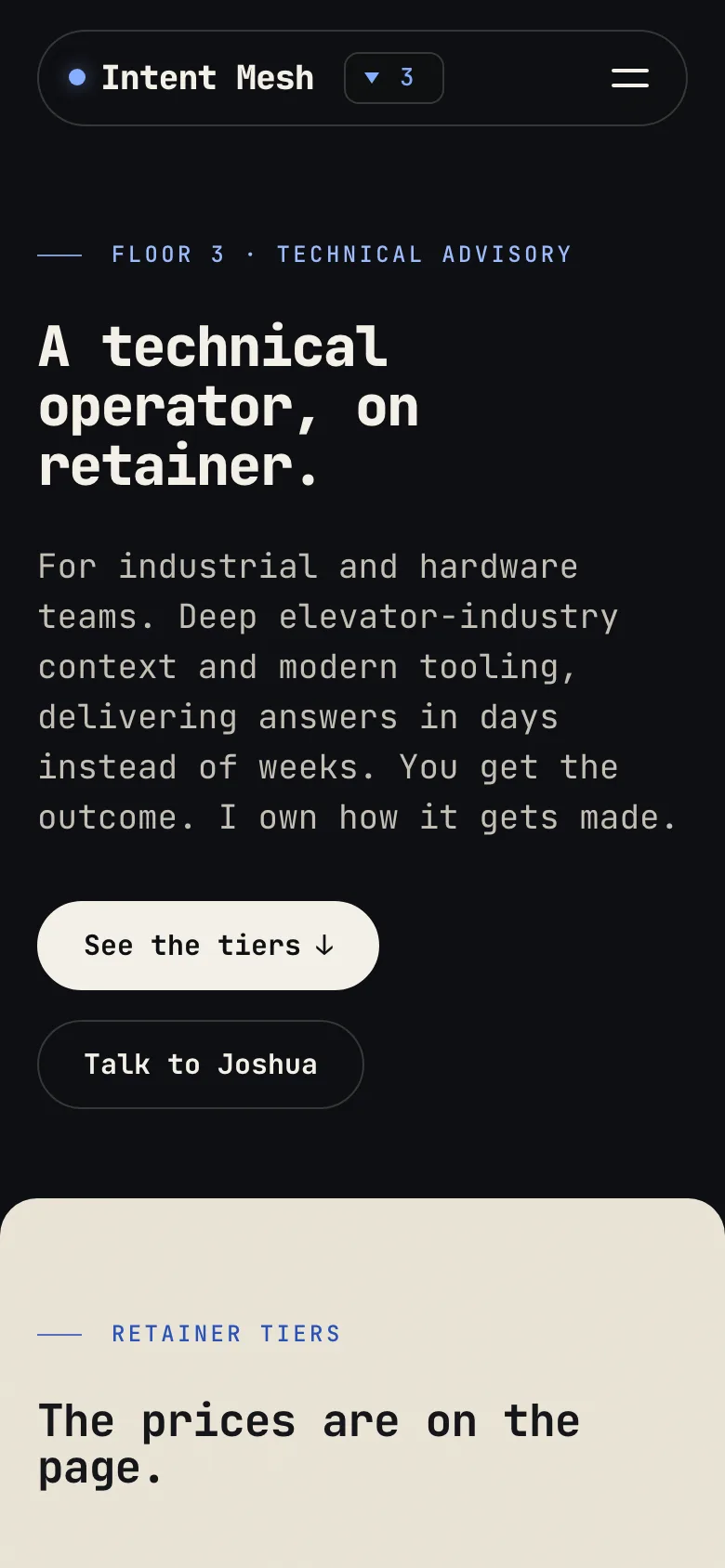 The Technical Advisory page on a phone