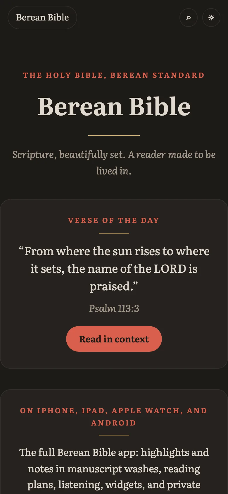 Berean Bible reader on a phone